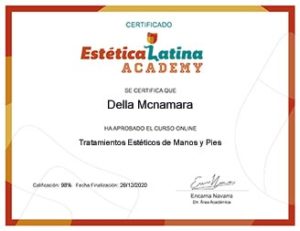 Diploma curso Tratamientos Estéticos de Manos y Pies